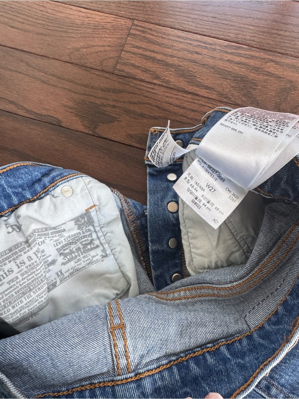 Levi's Frayed Hem Denim Cutoff Shorts - Blue - Picture 3 of 3